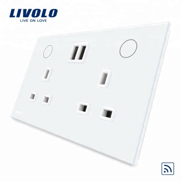 Livolo UK Standard Prise de courant murale (Télécommande) + Prise murale USB 13A VL-W2C2UKRU-11